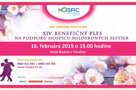 Pozvánka na XIV. benefičný ples Hospicu TN - 16. 2. 2019
