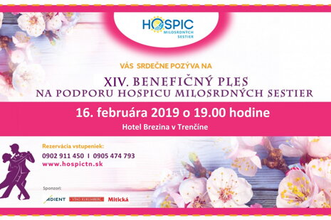 Pozvánka na XIV. benefičný ples Hospicu TN - 16. 2. 2019 